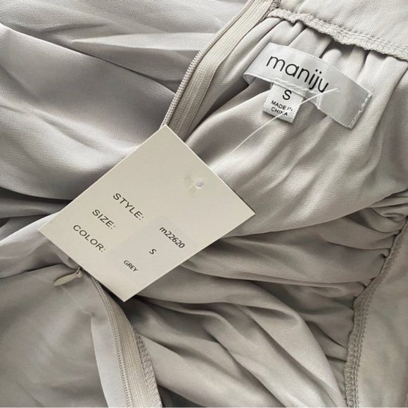 Maniju Lulus Savannah Nights Sleeveless Open Back Gown Maxi Dress Grey Gray New - Picture 13 of 16